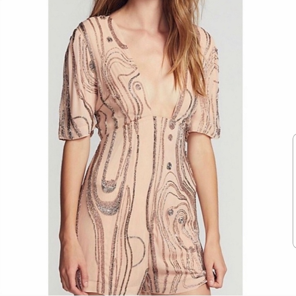 Free People Stone River Beaded Romper NWT